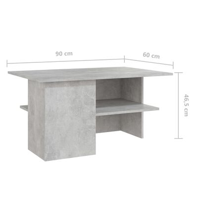 vidaXL Soffbord betonggrå 90x60x46,5 cm konstruerat trä