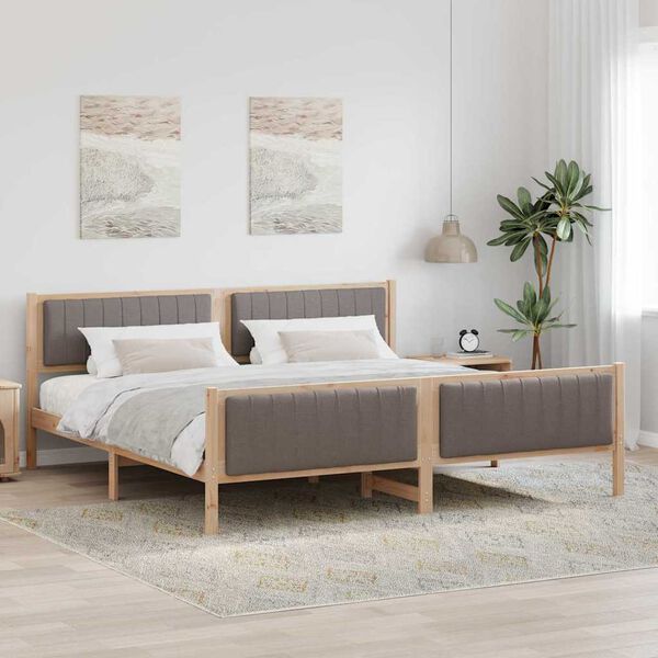 vidaXL S&auml;ngram med huvudgavel Brun och taupe 200 x 200 cm Massiv furu