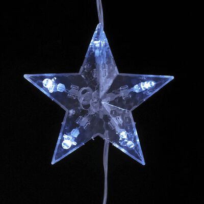 vidaXL Ljusgardin med stjärnor 200 lysdioder blå 8 funktioner
