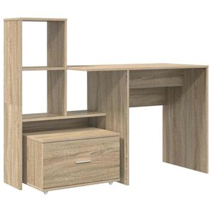 vidaXL Skrivbord Sonoma-ek Konstruerat tr&auml; 131,5 x 50 x 106,5 cm