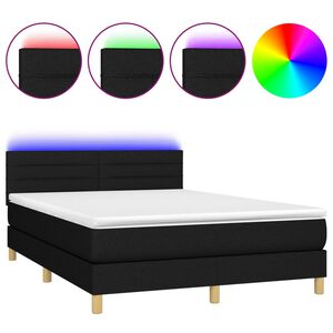 vidaXL Rams&auml;ng med madrass & LED svart 140x190 cm tyg
