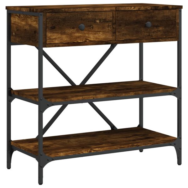 vidaXL Avlastningsbord rökfärgad ek 75x34,5x75 cm konstruerat trä