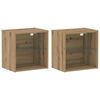 vidaXL Flytande hylla med LED-ljus 2 st Brun 40 x 28,5 x 40 cm