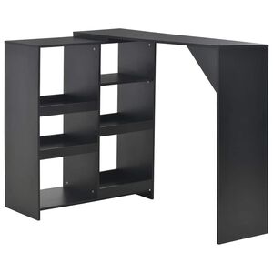vidaXL Barbord med flyttbar hylla svart 138x39x110 cm