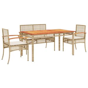 vidaXL Matgrupp f&ouml;r tr&auml;dg&aring;rden med dynor 5 delar beige konstrotting