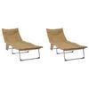 vidaXL Hopf&auml;llbar solstol med kudde 2 pcs Beige