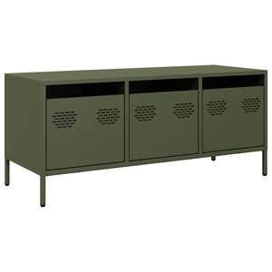 vidaXL Tv-b&auml;nk olivgr&ouml;n 101,5x39x43,5 cm kallvalsat st&aring;l