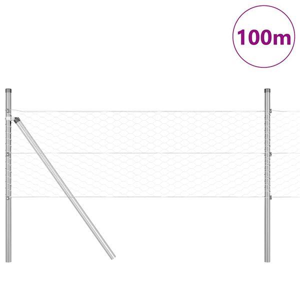 vidaXL St&auml;ngselstolpe Silver 100 x 0,5 m (36 mm n&auml;t) St&aring;l