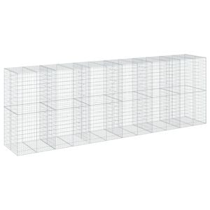 vidaXL Gabionkorg med skydd 600x100x200 cm galvaniserat j&auml;rn