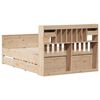 vidaXL Säng med bokhylla utan madrass 140x200cm massiv furu