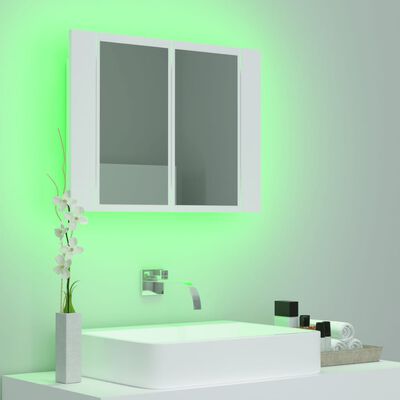 vidaXL Spegelskåp med LED vit 60x12x45 cm akryl