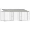 vidaXL Hundbur med tak Silver 600 x 200 x 256 cm St&aring;l och PE