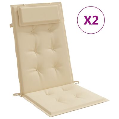vidaXL Stolsdynor för stolar med hög rygg 2 st beige oxfordtyg