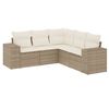 vidaXL Soffgrupp f&ouml;r tr&auml;dg&aring;rden med dynor 5 delar beige konstrotting
