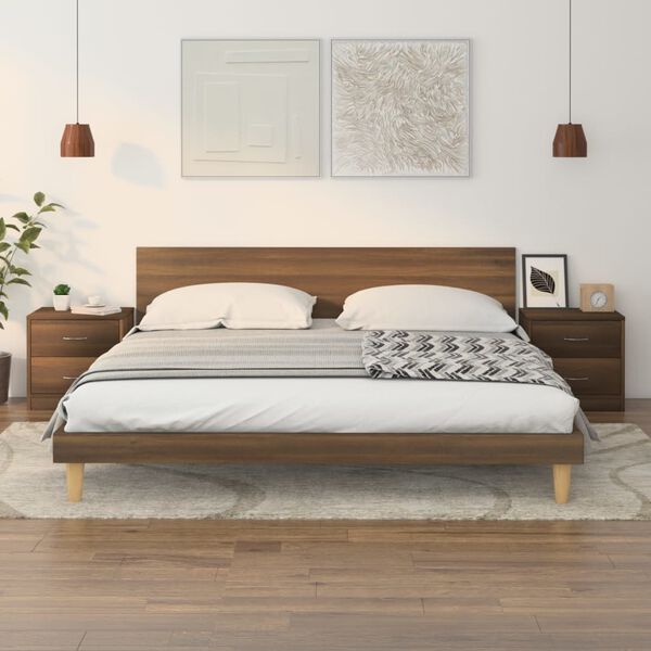 vidaXL S&auml;ngbord 2 st brun ek 40x30x40 cm konstruerat tr&auml;