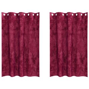 vidaXL Sammetsgardiner med gardiner 2 pcs Vinröd 175 x 140 cm Sammet