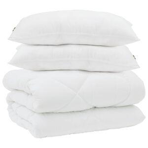 vidaXL Vinter T&auml;cke med kudde 3 pcs Vit Mikrofiber