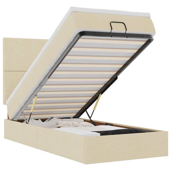 vidaXL Ottoman s&auml;ngram med madrass gr&auml;ddvit 90x190 cm tyg