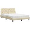 vidaXL Bed with Mattress Cream 140x200 cm Fabric