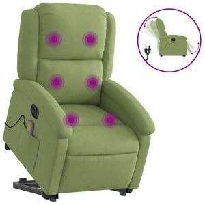 vidaXL Elektrisk massagef&aring;t&ouml;lj med uppresningshj&auml;lp ljusgr&ouml;n sammet
