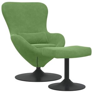 vidaXL &Auml;ggstol med Fotpall Ljusgr&ouml;n Sammet