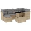 vidaXL Matgrupp f&ouml;r tr&auml;dg&aring;rden med dynor 7 delar beige konstrotting