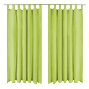vidaXL Gardiner i microsatin 2 st med &ouml;glor 140x175 cm gr&ouml;n