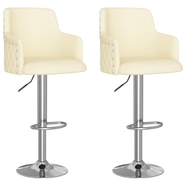 vidaXL Barstolar 2 st gr&auml;ddvit tyg