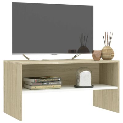 vidaXL Tv-bänk vit och sonoma-ek 80x40x40 cm konstruerat trä