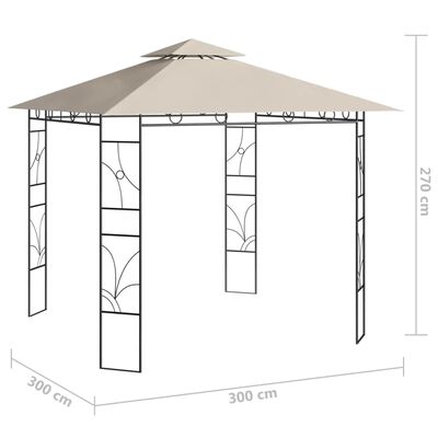 vidaXL Paviljong 3x3x2,7 m gräddvit 160 g/m²