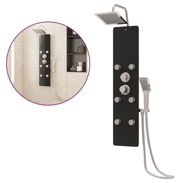 vidaXL Duschpanel glas 25x47,5x130 cm svart