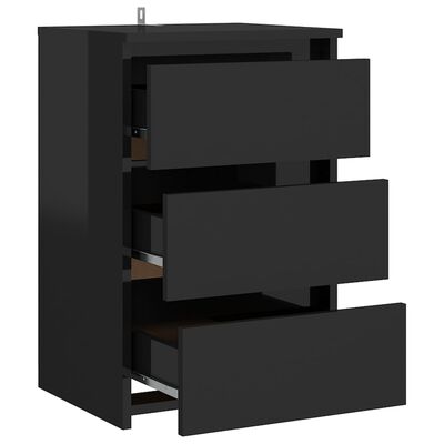vidaXL Sängbord 2 st svart högglans 40x35x62,5 cm spånskiva