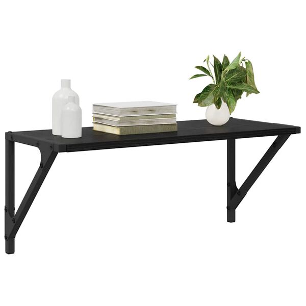 vidaXL V&auml;gg hyllor 2 pcs Svart Ek 60 x 25 x 25,5 cm Konstruerat tr&auml;
