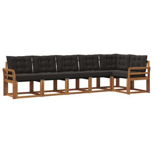 vidaXL Utomhussoffset med kudde 6 pcs Naturlig och svart