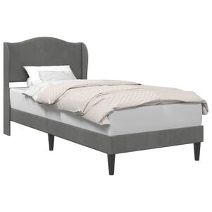 vidaXL S&auml;ngram med huvudgavel M&ouml;rkgr&aring; 90 x 190 cm Sammet