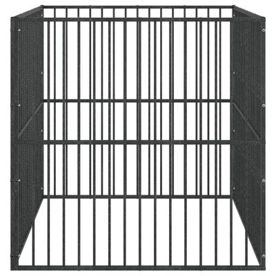 vidaXL Hundhage 4 paneler svart galvaniserat stål