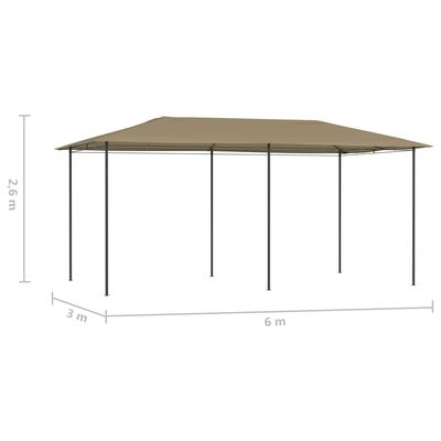 vidaXL Paviljong 3x6x2,6 m taupe 160 g/m²