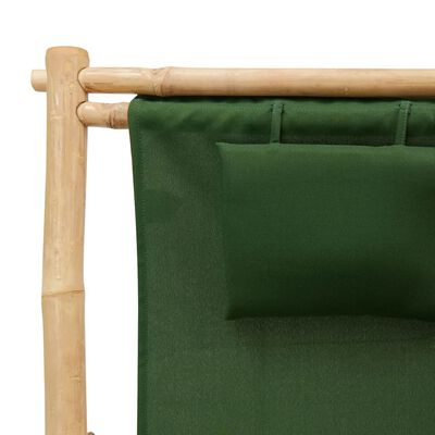 vidaXL Solstol bambu och kanvas grön