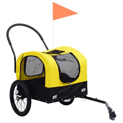 vidaXL Cykelvagn för husdjur och joggingvagn 2-i-1 gul och svart