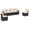 vidaXL Loungegrupp med dynor 6 delar svart konstrotting