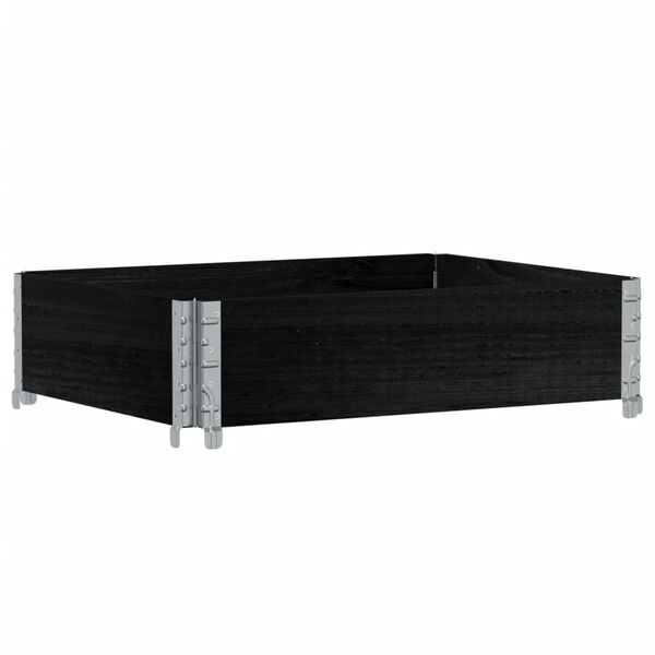 vidaXL Pallkrage svart 80x60 cm massivt furu