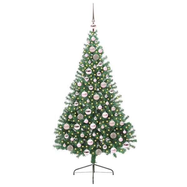 vidaXL Konstgjord F&ouml;rbelyst Julgran med 300 LED-lampor Gr&ouml;n 180 cm PVC