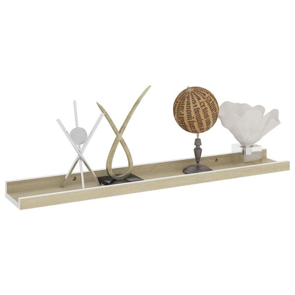 vidaXL V&auml;gghyllor 2 st vit och sonoma-ek 60x9x3 cm