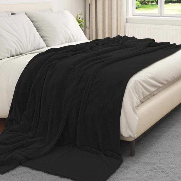 vidaXL Kastfilt Svart 220 x 240 cm Fleece
