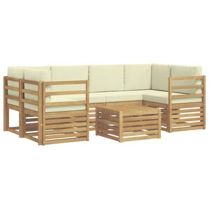 vidaXL Utomhussoffset med kudde 7 pcs Vit och gr&auml;dde Polyester