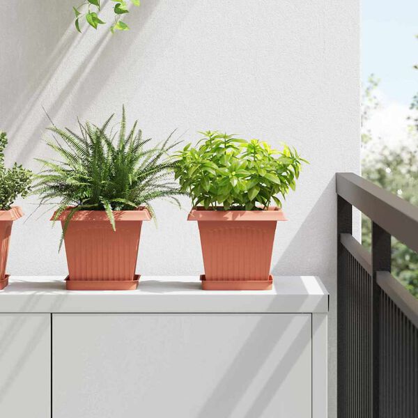 vidaXL Kvadratisk Blomkruka 24 pcs Murgr&ouml;n 20 x 20 x 16 cm Plast