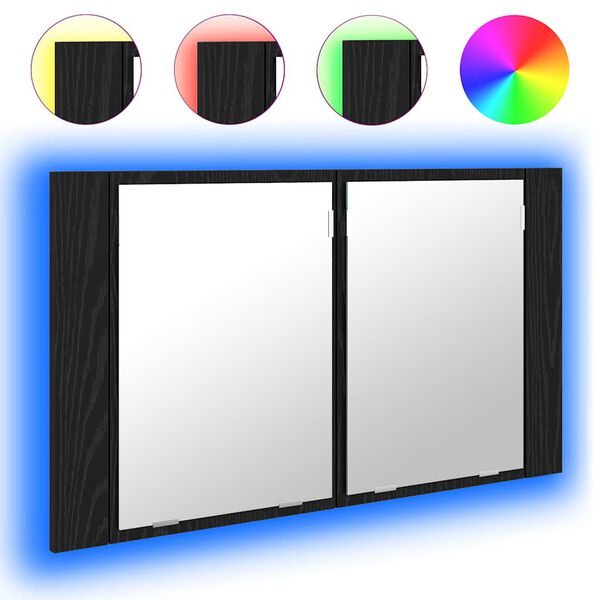 vidaXL Badrumsspegelsk&aring;p Svart Ek 80 x 12 x 45 cm Konstruerat tr&auml;