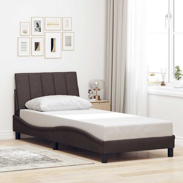 vidaXL Bed Frame without Mattress "Hanko" Dark Brown 90x200 cm Fabric