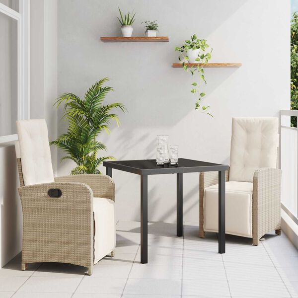 vidaXL Tr&auml;dg&aring;rdsm&ouml;belset med kudde 3 pcs Beige konstrotting