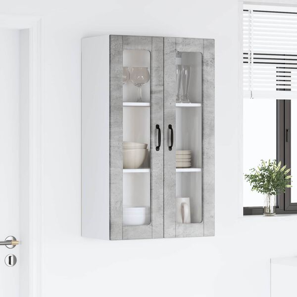 vidaXL K&ouml;kssk&aring;p med hylla Betonggr&aring; 60 x 31 x 100 cm Konstruerat tr&auml;